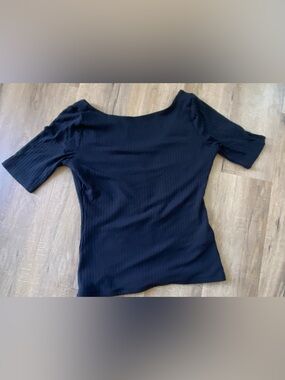 Abercrombie & Fitch black Ribbed Short-Sleeve Top